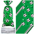Blulu 100 Pcs Soccer Treat Gift Bags with Ties, Sport Goodie Bags, Green - color: green