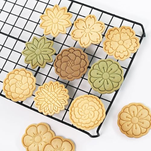 Flower Cookie Cutters 8Pcs Fancy Floral Biscuits Molds for Party Favors - color: Flowers E