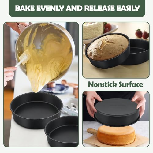 E-far 9.5 Inch Cake Pan, 3PCS Nonstick Stainless Steel Baking Cake Pans - size: 9.5 Inches