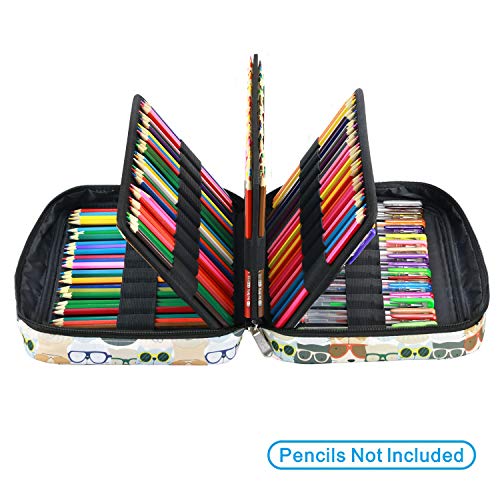 YOUSHARES Colored Pencil Case 220 Slots Pen Case Organizer With Handy Wrap & Zipper, Multilayer Holder for Prismacolor Colored Pencils & Gel Pen (Kitten) - color: Kitten