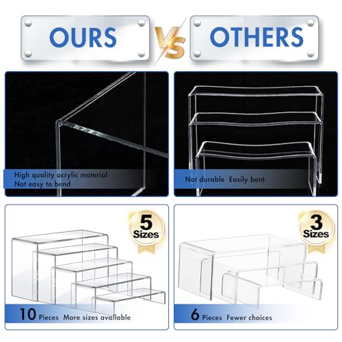 Aheroi Acrylic Risers Display Stands, Acrylic Stands for Display 10Pcs 2Set