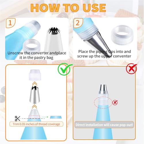 Large Piping Tips Set - 14pcs Reusable Stainless Steel Icing Nozzles Kit Cake Decorating Tools For Cupcake Cookie Pastrys Dough
