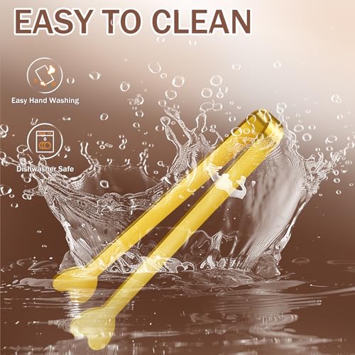 8 PCS Gold Mini Serving Tongs, 4.88 Inch Small Metal Kitchen Charcuterie Tongs, Stainless Steel Sugar Cube Ice Tong for Coffee Bar, Tea Party, Desserts Party, Ice Bucket and Sugar - color: Gold 8PCS