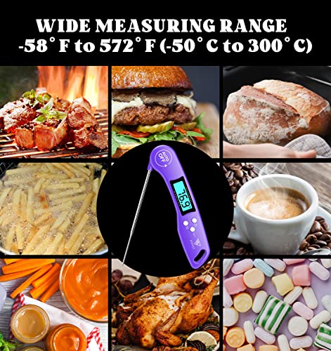 DOQAUS Meat Thermometer – Temperature Dial Thermometers for Cooking Backlight & Auto-Rotating Display, Kitchen Gadgets Essentials for BBQ Oven Grill Smoker Candy Purple - color: Purple