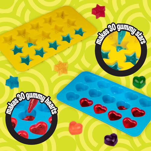 Silicone Gummy Candy Molds 4pk, Star & Heart Shapes with 2 Droppers - color: Heart and Star