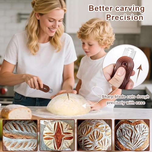Bread Lame Dough Scoring Knife, Bread Scoring Tool,Upgraded Retractable & Magnetic Design, Anti-Slip Handle Professional Sourdough Tool for Homemade Sourdough Bread with 5 Blades