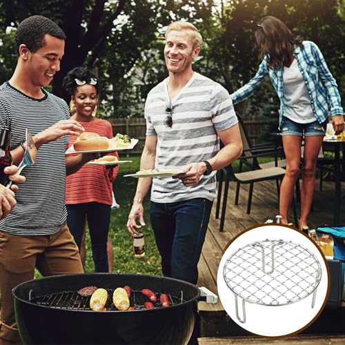 uxcell 9.5 Inch Round Cooking Rack, Stainless Steel Canning Racks with Legs, Barbecue Mesh Grill for Baking Cooling Steaming Cookware - size: 9.5 Inch