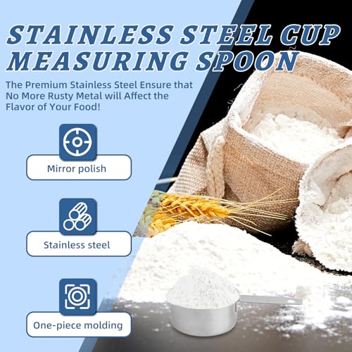 8-Piece Stainless Steel Measuring Cups Set - size: 1/2 Cup