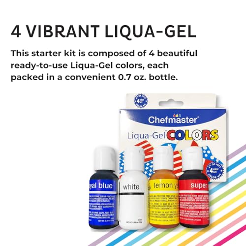 Chefmaster 4-Bottle Patriotic Liqua-Gel® Food Coloring