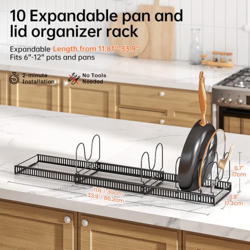 MUDEELA Expandable Pot Pan Lid Organizers inside Cabinet, 20 Divider-Black - color: Black, size: 20 Dividers