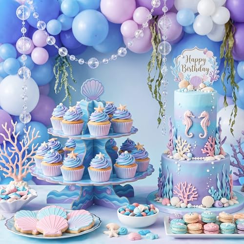 300PCS Gradient Cupcake Liners Blue Pink Ombre Paper Baking Cups Mermaid Themed Muffin Cupcake Wrappers for Bridal Shower Wedding Baby Shower Gender Reveal Birthday Party Cake Decor - style: 300 Counts