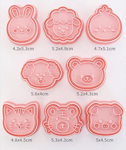 8 Pieces Cute Animals Cookie Cutters Animal Plastic Cookie Stamps Rabbit Cookie Mould Press Bear Cookie Mould Set Baking Kitchen Tools (Animals A) - color: Animals A