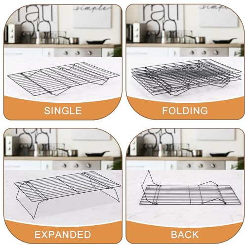 Briout Cooling Rack for Cooking Baking 3 Tiers, 16" x 10" Wire Rack, Black - color: Black, size: 16"x10"-3Tier