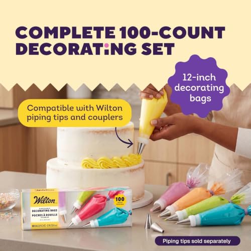 Wilton Disposable Decorating Bags, Piping Icing, 100-Count - size: 12 inch (100 PC)