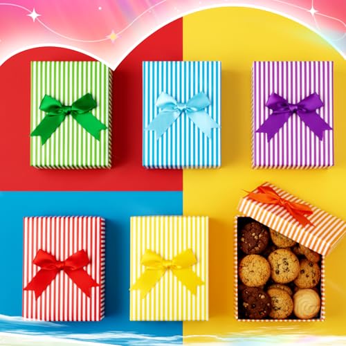 Riceshoot 100 Pcs Rainbow Twist Tie Bows, 3.5 Inch Pre-Tied Satin Ribbon - color: Rainbow Color, style: Rainbow