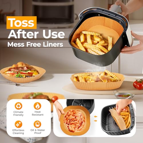 125Pcs 8 Inch Square Air Fryer Liners Disposable for 5-8QT, Parchment Paper - size: 8"Square