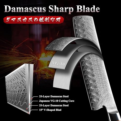 Dragon Creek Damascus Nakiri Knife - Meat Vegetable Cutting - color: Oak