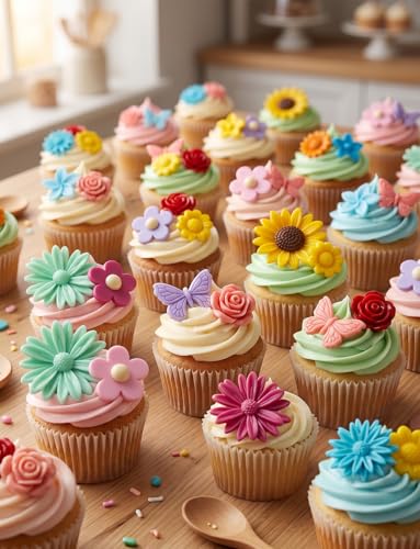 6 Pcs Flower Silicone Molds, Daisy Sunflower Fondant Chocolate Molds