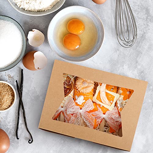 Moretoes 32pcs Cookie Boxes, 8x6x2.5in Bakery Boxes with 3 Styles Window - size: 8x6x2.5inch