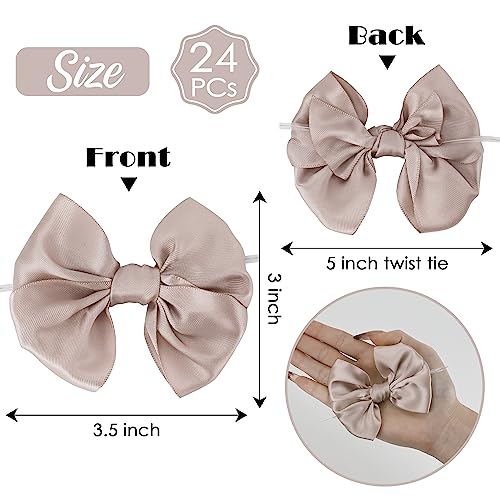 AIMUDI Dusty Rose Satin Ribbon Twist Tie Bows for Treat Bags 3.5" Dusty Pink Bows for Wedding Small Bows for Crafts Premade Bows for Cake Pops Candy Apple Bridal Shower Christmas Decor -24 Counts - color: Dusty Rose