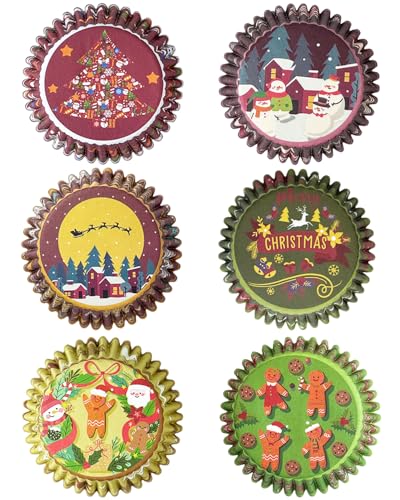 qiqee Christmas Gingerbread Cupcake Liners, 300 Count, Mini Size