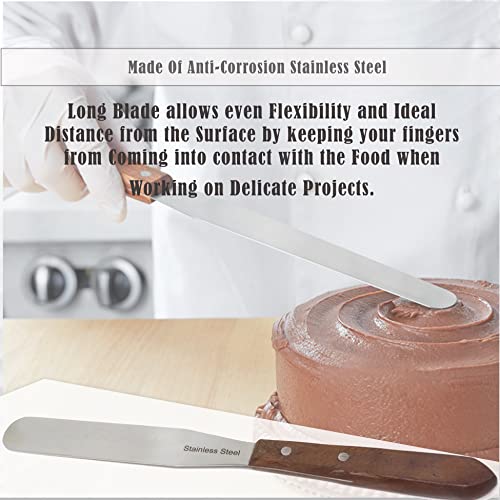 Wooden Handle Butter Cake Icing Spatula Spreader Pastry Decorating Tool Stainless Steel,Grilling, Baking Cooking Kitchen Utensil (5" Blade) - size: 5" Blade