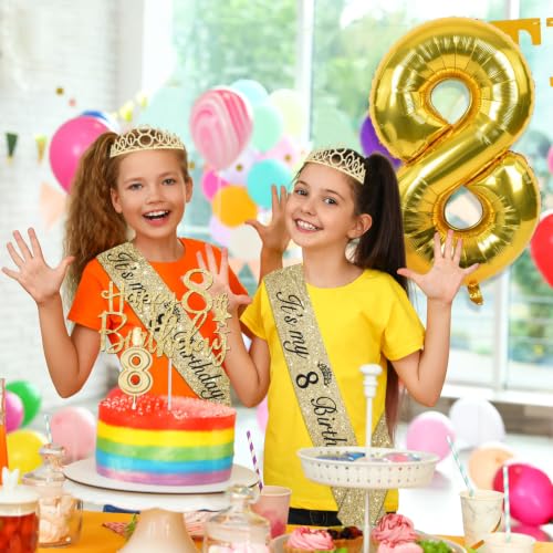 YeohJoy Gold 8th Birthday Decorations for Girls - style: 8th