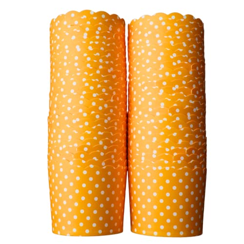 Paper Baking Cups (Polka Dots), Greaseproof Disposable Cupcake Liners (Orange, Large Cups (50-Pack)) - color: Orange