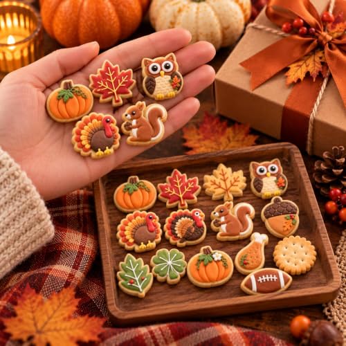 14-Piece Mini Thanksgiving Cookie Cutter Set, Stainless Steel - style: Mini Thanksgiving
