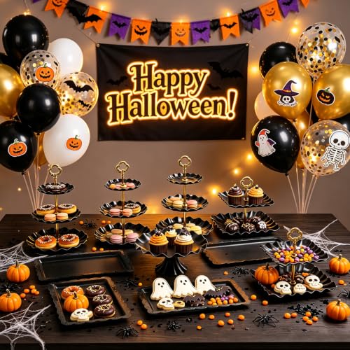 68 Pack Dessert Table Display Set, Tiered Round Cupcake Stands - color: Black