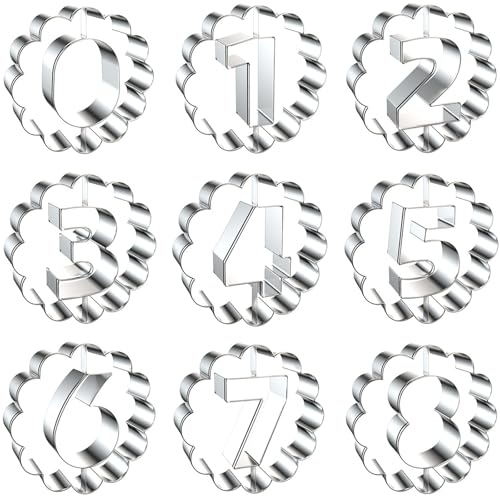 Comais Linzer Number Cookie Cutters Stainless Steel 9Pcs 3.5in Scalloped - size: 3.5-Inch Scalloped Edge