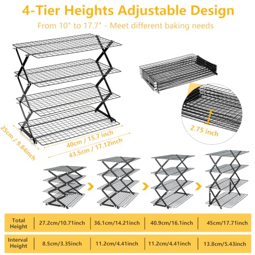 4 Tier Cooling Racks for Cooking and Baking Collapsible Cookie Rack Cooling - size: 4-Tier