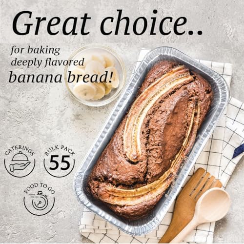 (65 Pack) 2Lb Foil Bread Pans for Baking, Disposable Bread Pans - Perfect for Baking Banana Bread, Cakes & Meatloaf - 2 Pound Aluminum Pans for Food Serving - 8.5" X 4.5" X 2.5" - color: 2 LB, size: Pack of 65
