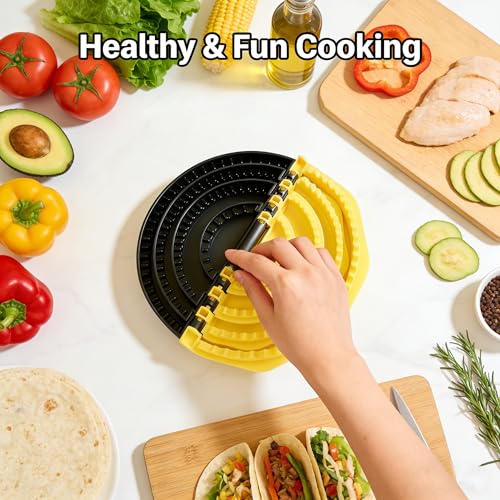 4-in-1 Adjustable Tortilla Sealer (10/8/6/4 Inch), Multi-Size Quesadilla Press & Food Crimper, Shark-Tooth Edge Tortilla Crimper for Burritos, Dumplings, Sandwiches, Empanadas & Wraps