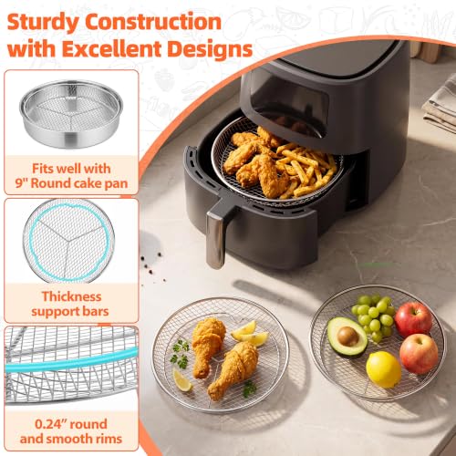 P&P CHEF 7.9'' Round Air Fryer Rack Set of 3, Air Fryer Basket for Grill