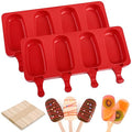WMKGG Popsicle Silicone Molds Set, 2 PCS Ice Cream Molds - color: Red