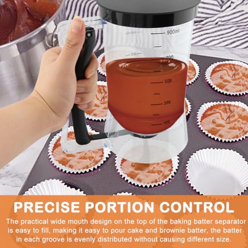 4 Cup Pancake Cupcake Batter Dispense with Oil Brush & Scraper - color: Black
