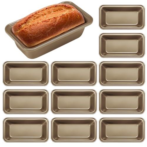 Uiifan 12 Pack Mini Loaf Pans, 6.1 x 3.3 x 2.1 in, Gold - color: Gold, size: 6*3.3*2inch