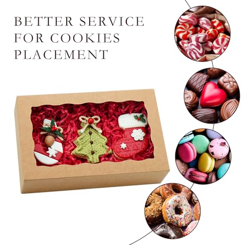 50pcs Brown Cookie Boxes 8x5x2 Inches Bakery Boxes with Window - color: Brown