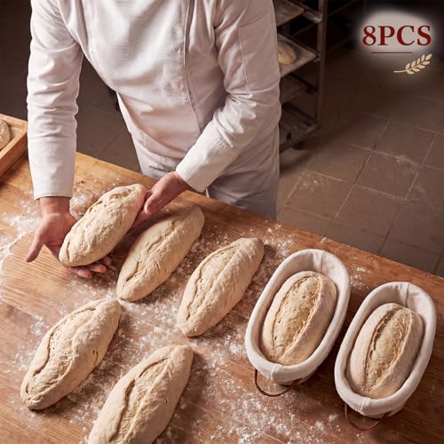 Hushee 8 Pack 10'' Oval Banneton Bread Proofing Basket for Bakers