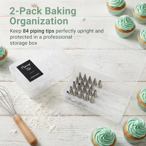 2-Pack Piping Tips Storage Box with Fixed Pins and Labels - color: Clear