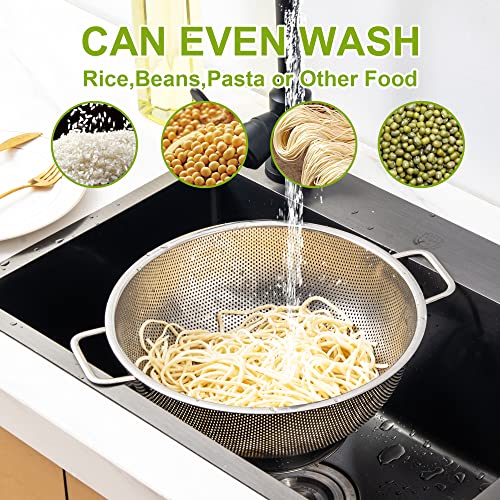 Gulex Colander Stainless Steel 5-Quart, Strainer Kitchen, Dishwasher Safe - size: 5QT