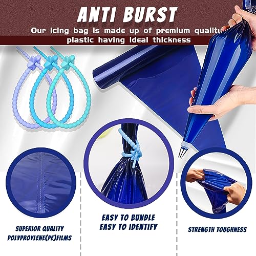 FantasyDay Disposable Large Piping Bags, 50Pcs 20 Inch Anti-Burst Pastry Bags Extra Thick Cake Decorating Bag with 6 Bag Ties- Tipless Icing Piping Bag for Cream Frosting Cookie Decoration Supplies