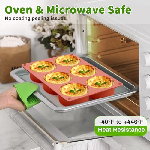 JOERSH Silicone Egg Bite Molds, 3 Inch, 2 Pack - color: Deep, 6 Cups