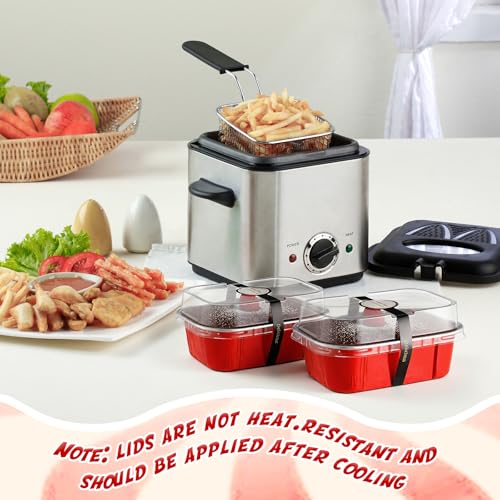 100 Sets Mini Loaf Pans with Lids and Spoons, 5.7 oz Disposable