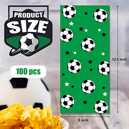 Blulu 100 Pcs Soccer Treat Gift Bags with Ties, Sport Goodie Bags, Green - color: green