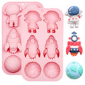 6-Cavity Space Theme Silicone Molds, 2 Pack - color: Pink-XY084