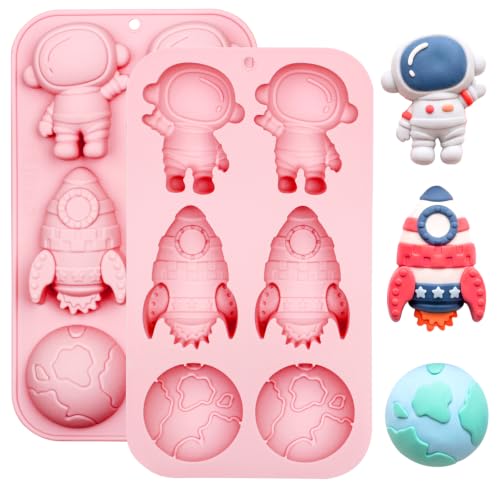 6-Cavity Space Theme Silicone Molds, 2 Pack - color: Pink-XY084