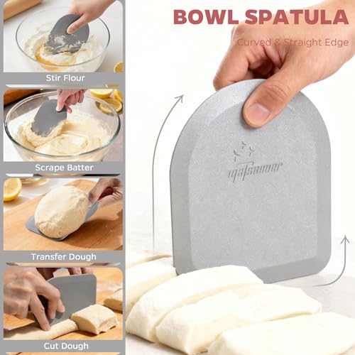 Silicone Bowl Scraper & Plastic Dough Scraper for Bread Dough, Kitchen Use - color: Red