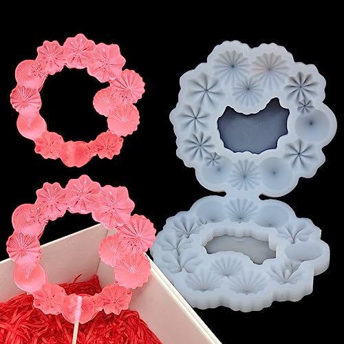 mostsom Silicone Candy Mold Flower Pattern Chocolate Resin 2PCS - size: A_ Flower Round Ring